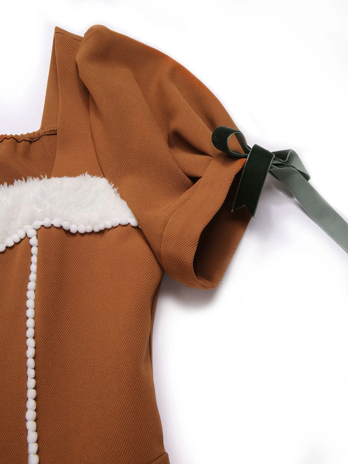 Turmeric 1950s Gingerbread Man Plush Trim Dress - Image 8