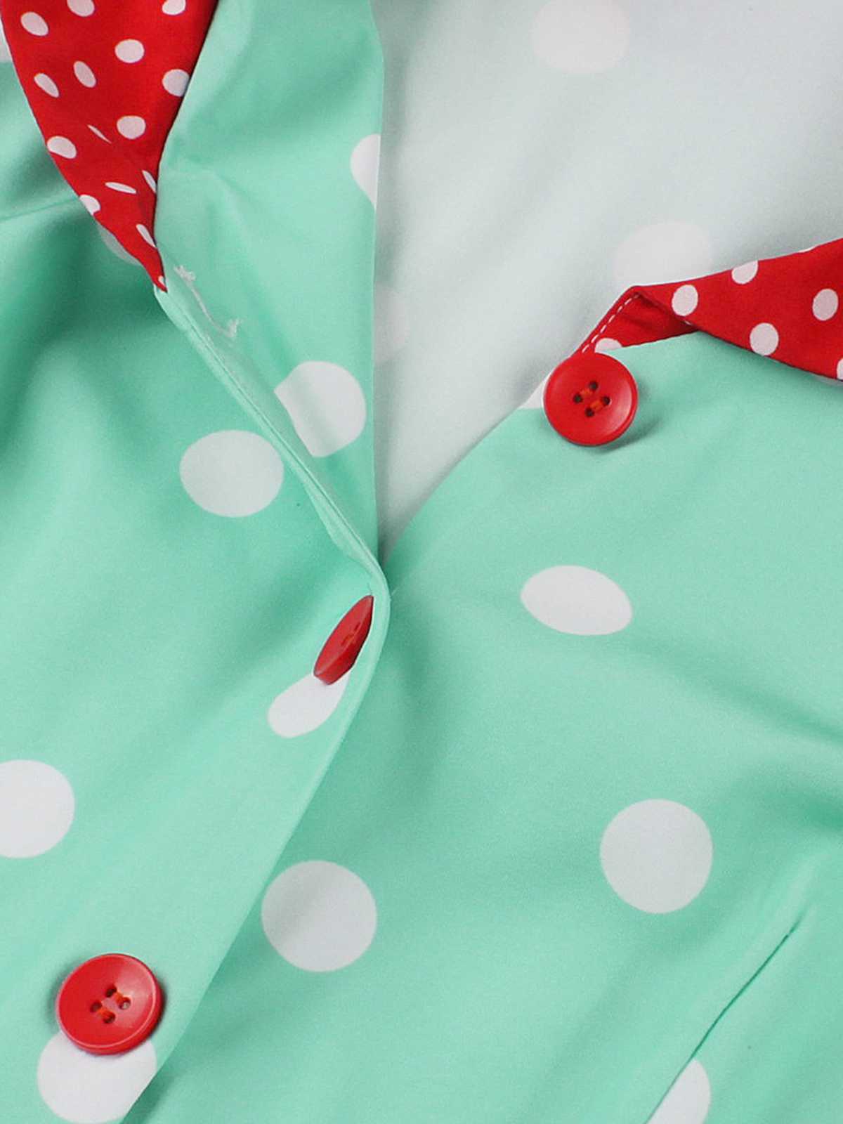 Turquoise 1950s Patchwork Polka Dots Dress - Image 3