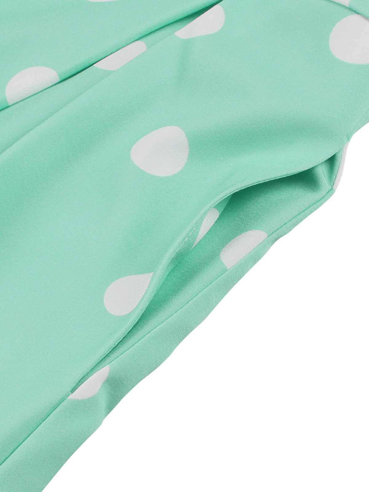 Turquoise 1950s Patchwork Polka Dots Dress - Image 4