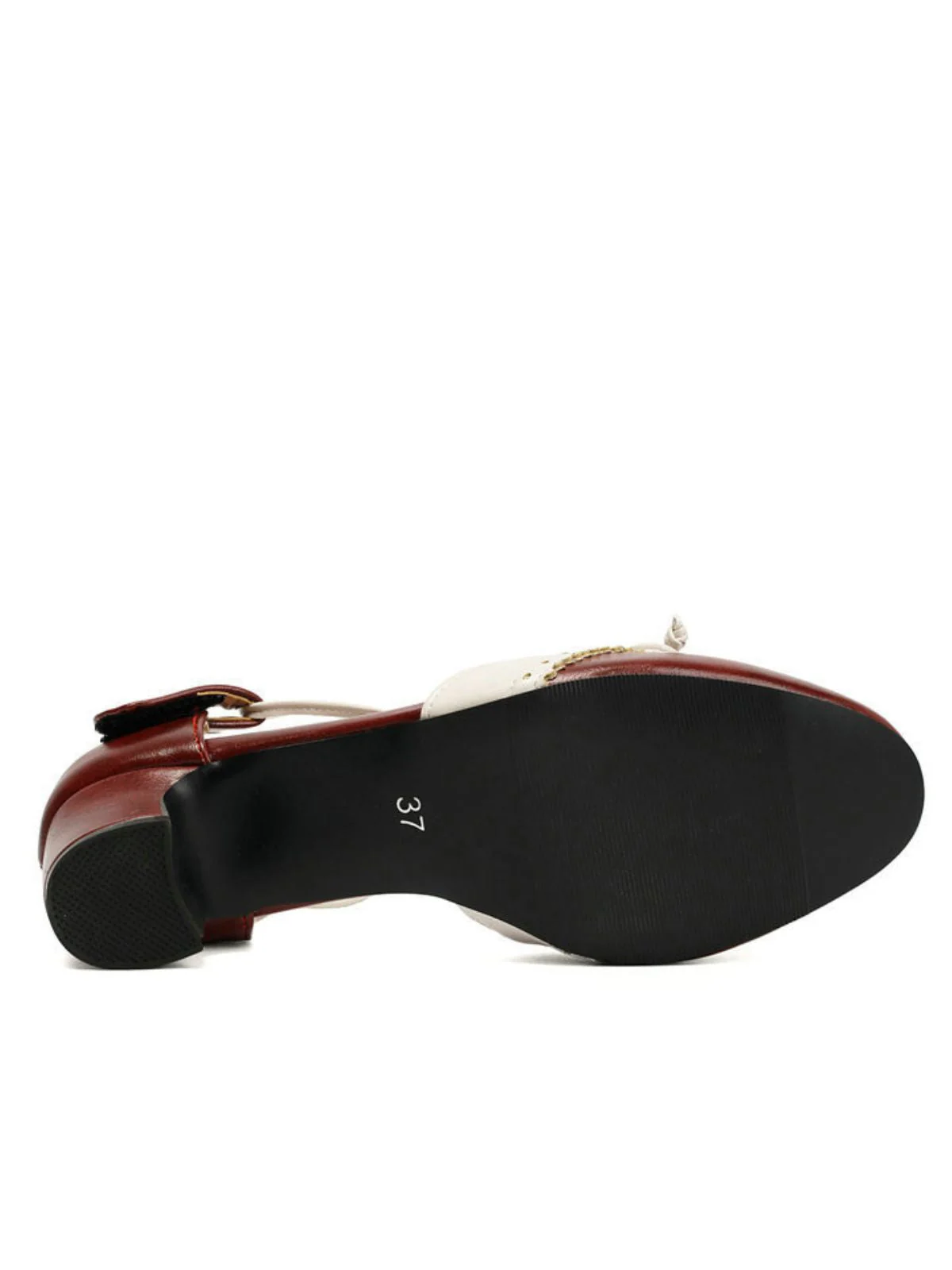 Two-Tone Bow Block Heel Mary Jane Pumps - Image 5