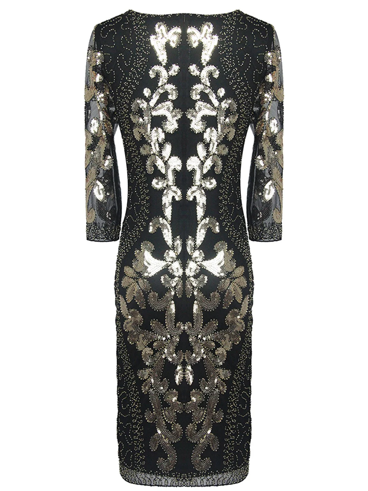 [US Warehouse] 1920s 3/4 Sleeve Mesh Sequin Gatsby Dress - Image 3