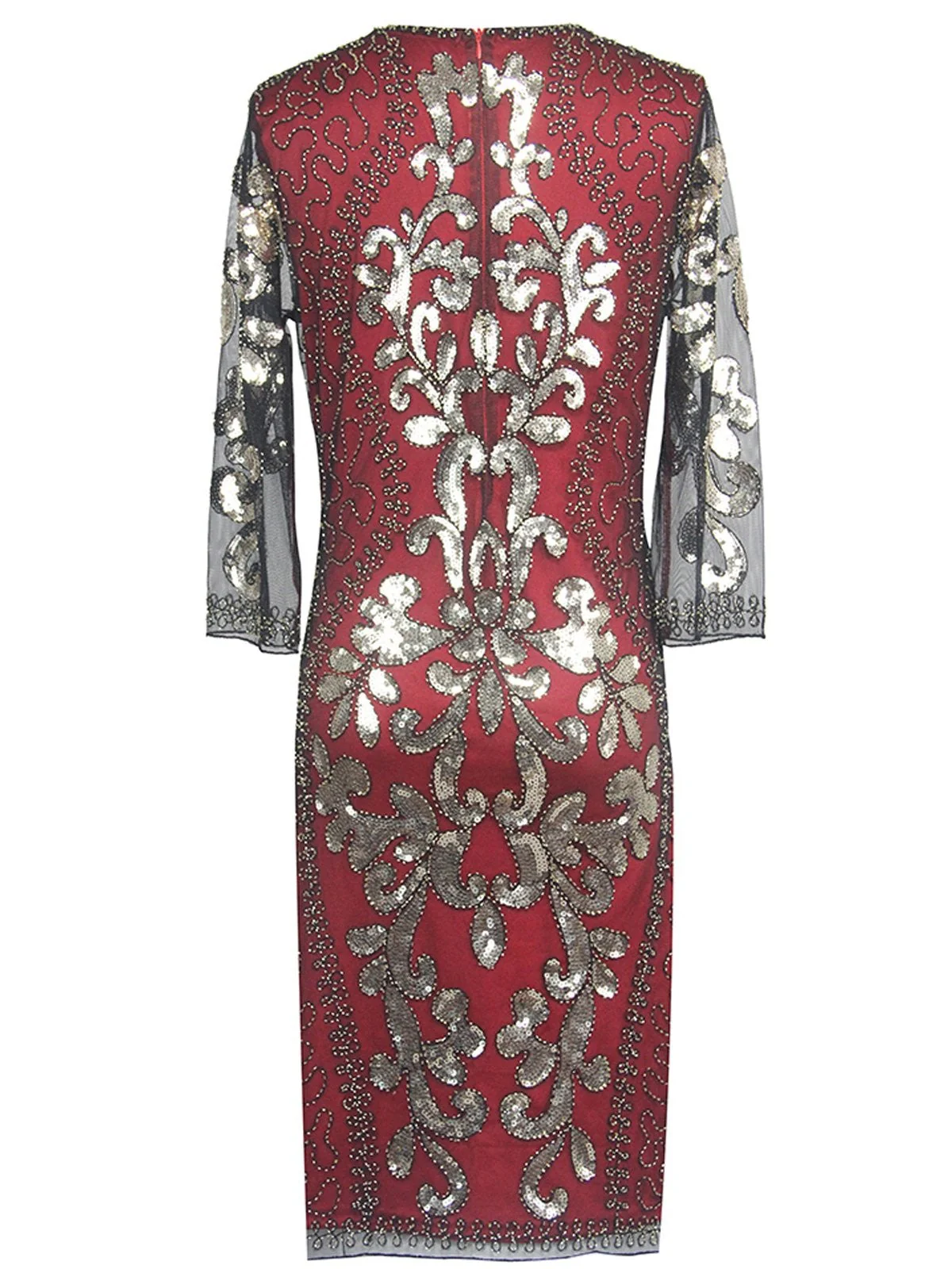 [US Warehouse] 1920s 3/4 Sleeve Mesh Sequin Gatsby Dress - Image 6