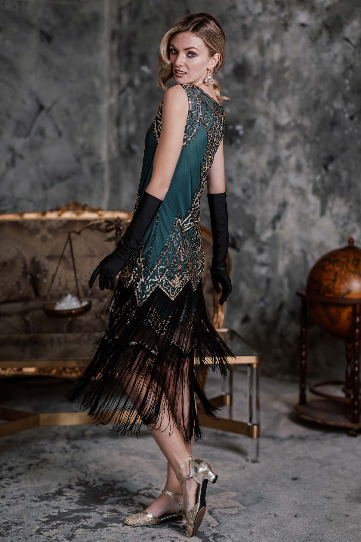 [US Warehouse] Blue 1920s Beaded Fringed Dress - Image 4