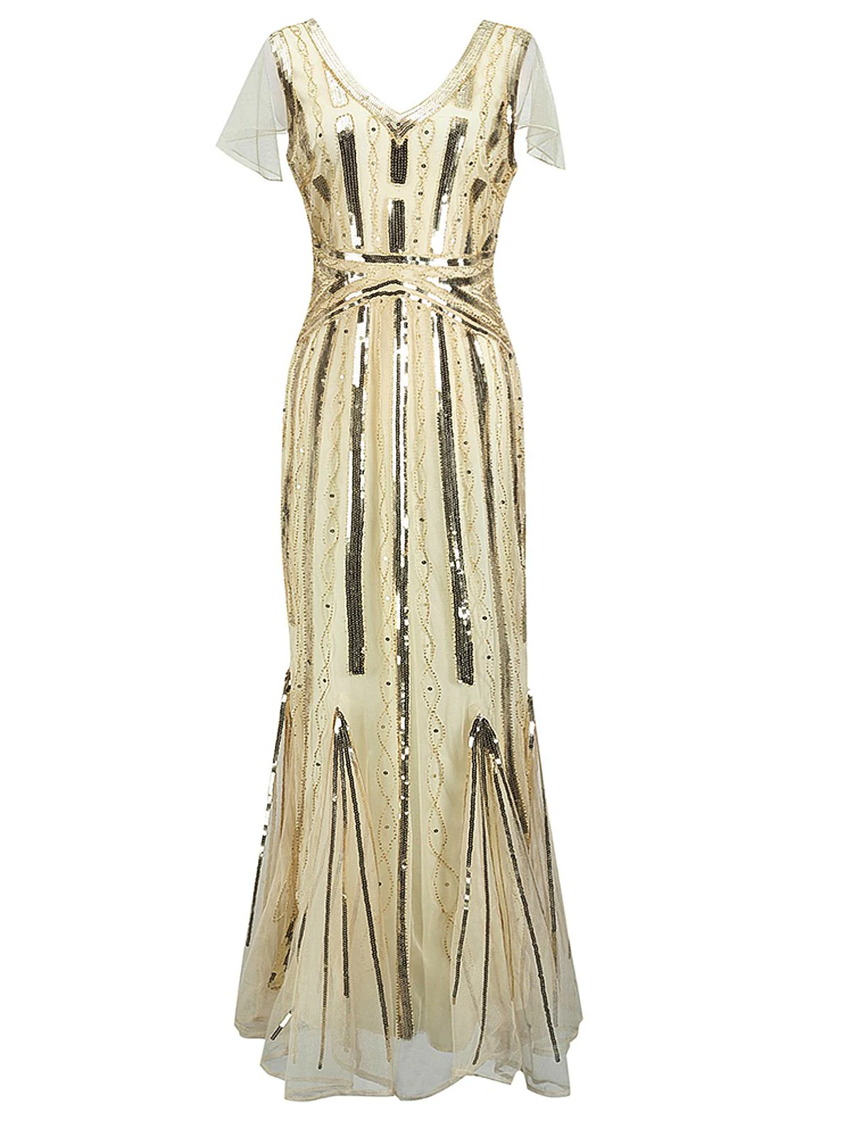 [US Warehouse] 1920s Cap Sleeve Sequined Embellished Dress - Image 2