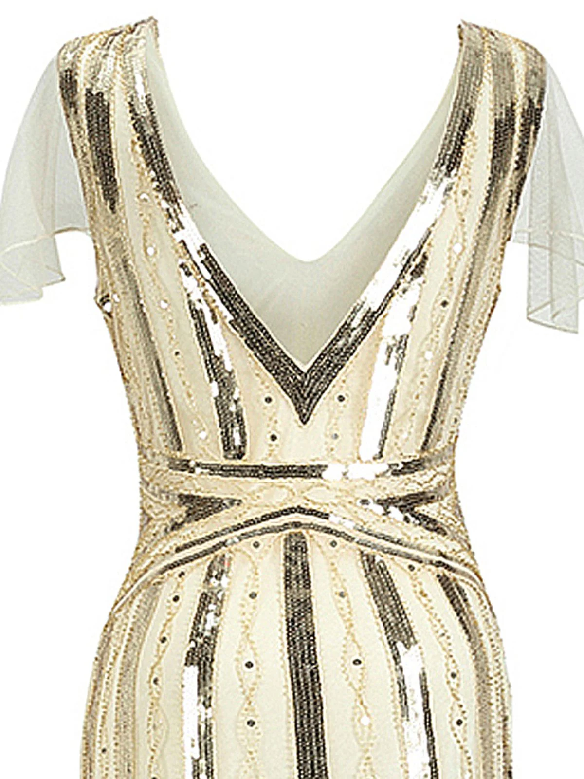 [US Warehouse] 1920s Cap Sleeve Sequined Embellished Dress - Image 4
