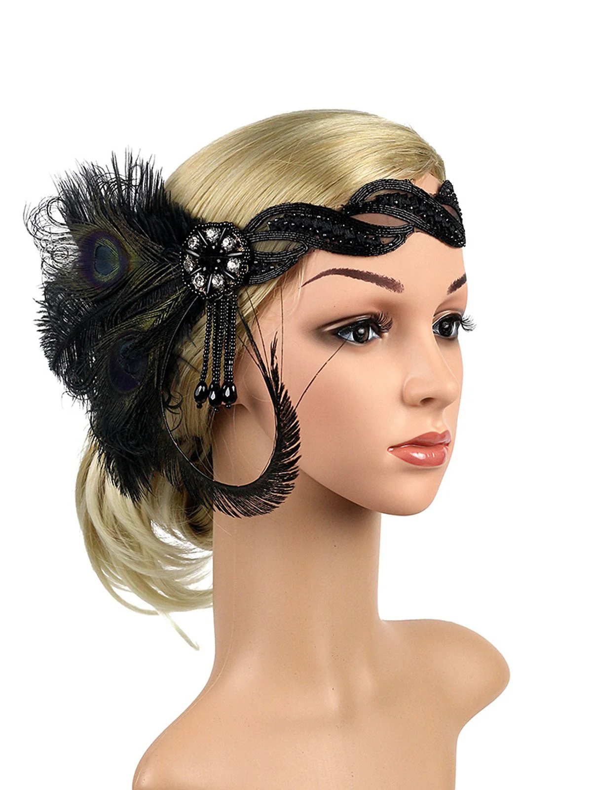 [US Warehouse] 1920s Feather Sequin Headband - Image 2