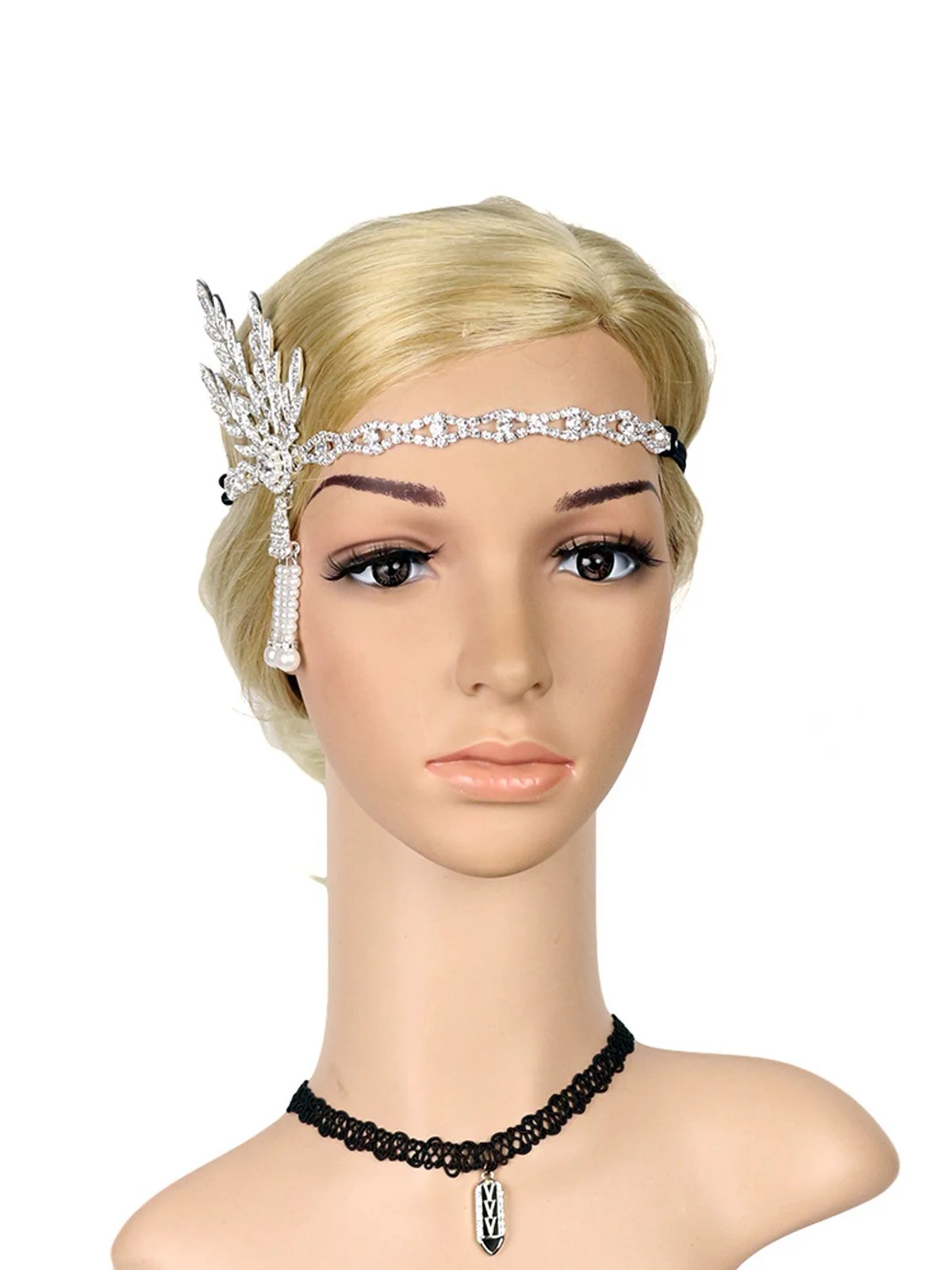 [US Warehouse] 1920s Fringe Pearl Rhinestone Headband - Image 4