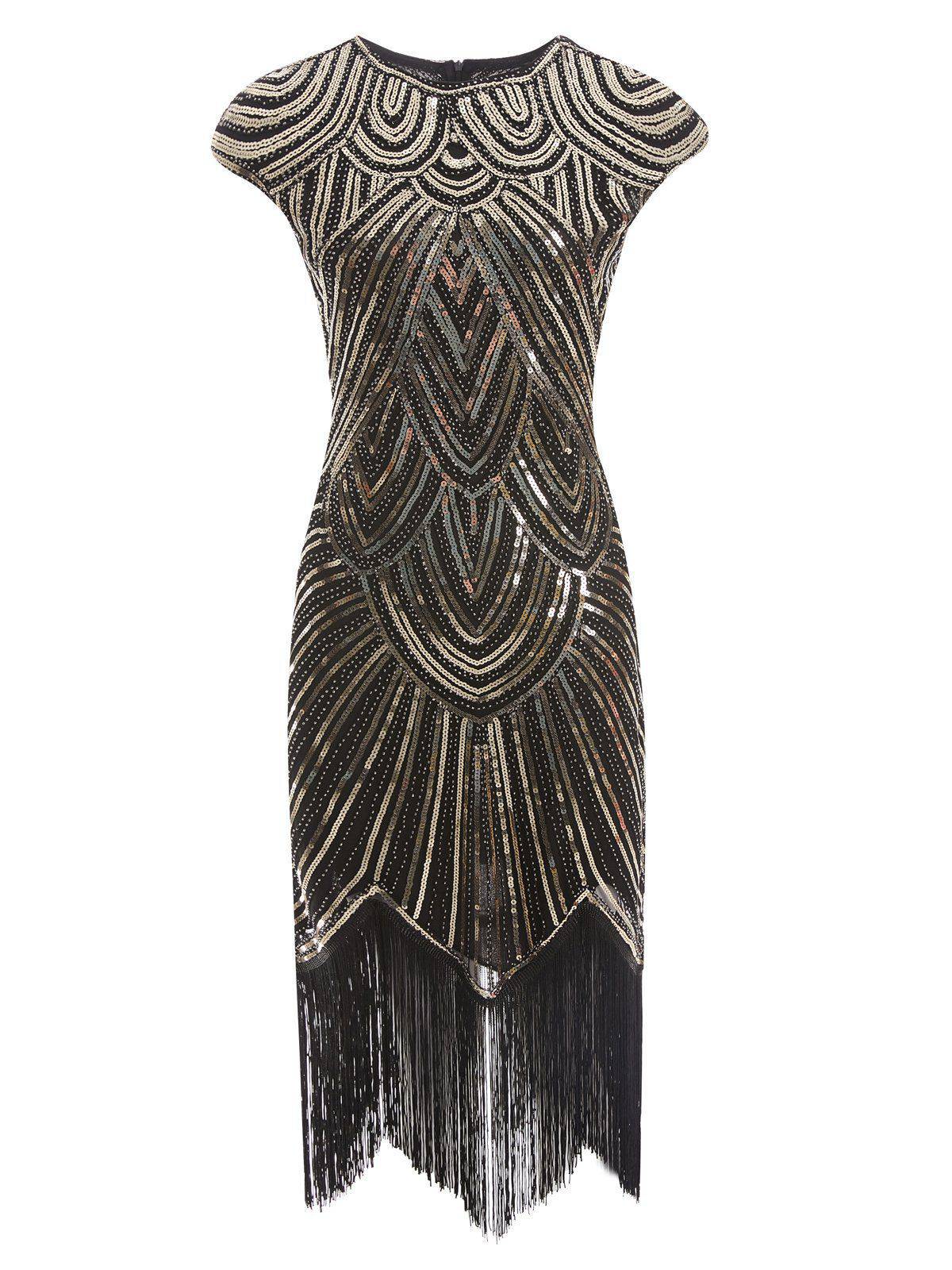[US Warehouse] Wine Red 1920s Sequin Beaded Fringed Dress - Image 8