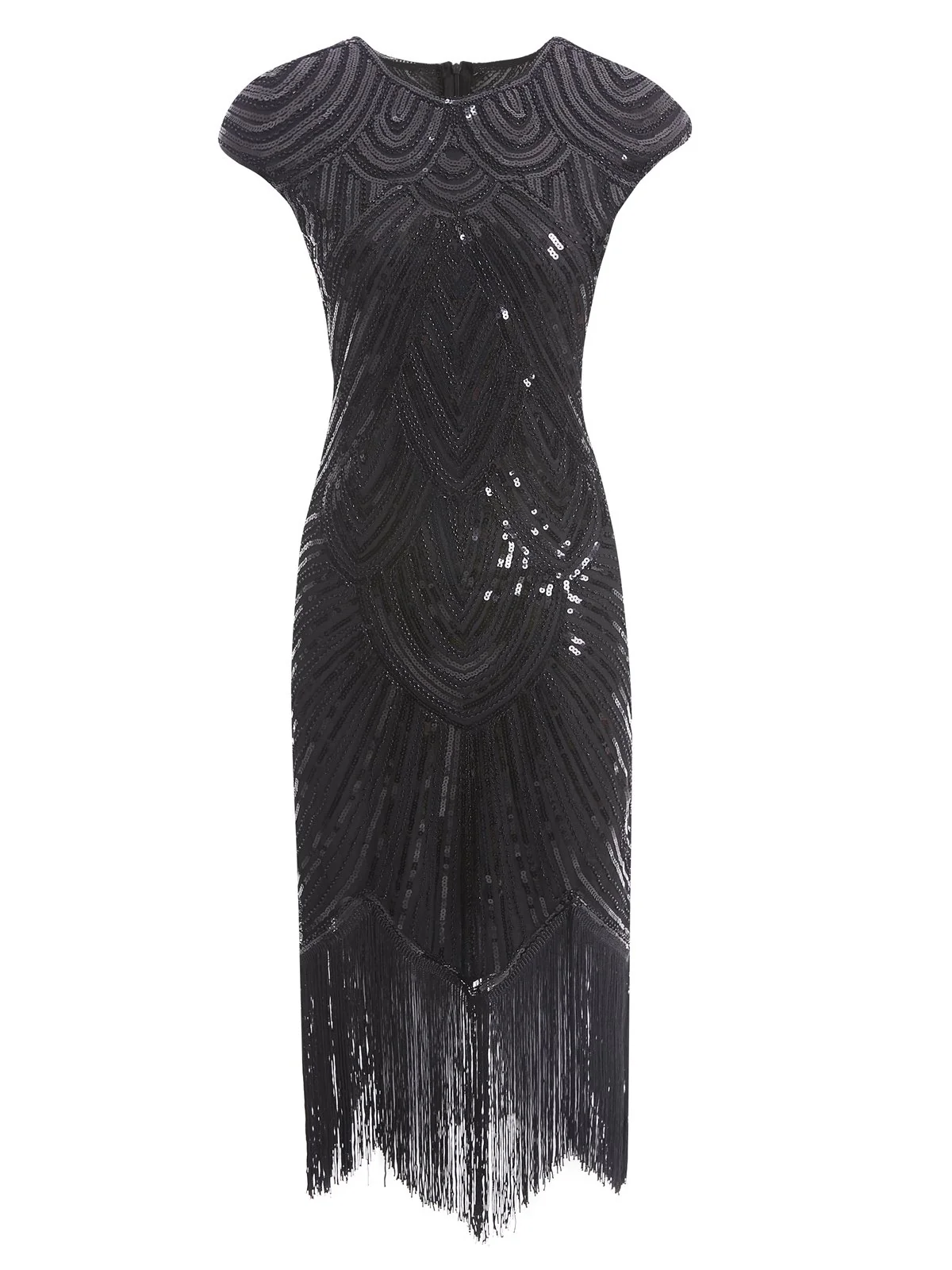 [US Warehouse] Wine Red 1920s Sequin Beaded Fringed Dress - Image 9
