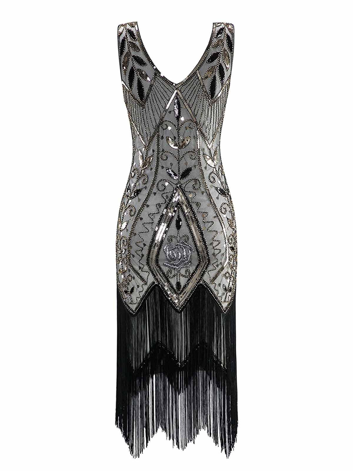 [US Warehouse] White 1920s Sequined Fringe Dress - Image 6