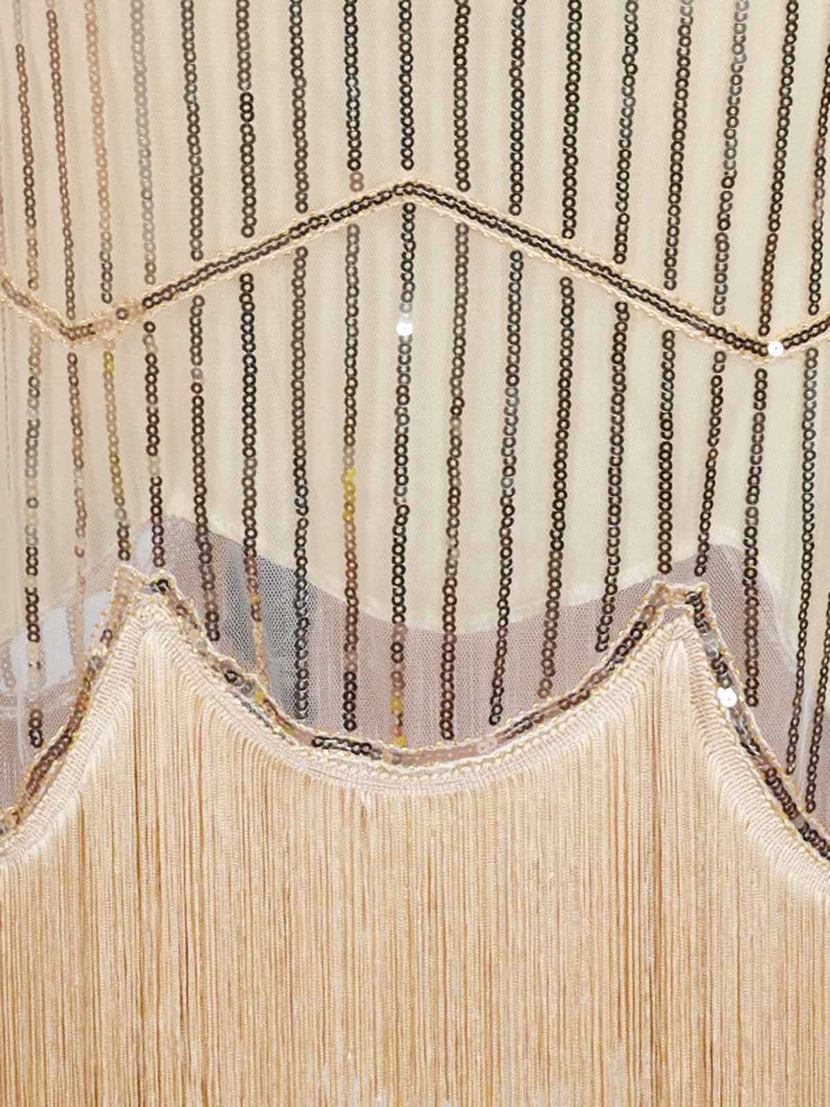 [US Warehouse] Apricot 1920s Beaded Sequin  Flapper Dress - Image 7
