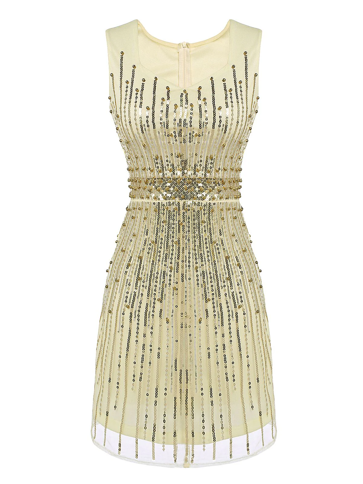 [US Warehouse] Beige 1920s Sequined Embellished Dress - Image 2