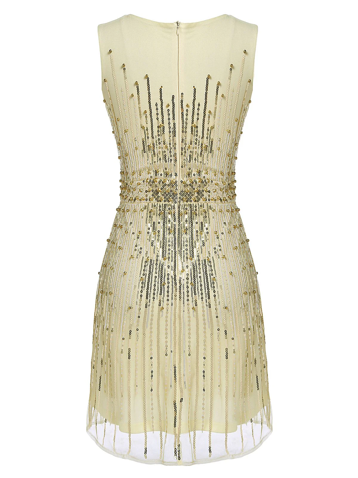 [US Warehouse] Beige 1920s Sequined Embellished Dress - Image 4