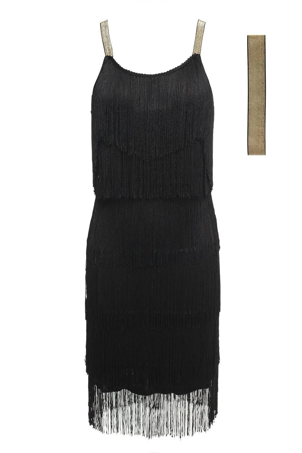 [US Warehouse] Belted Black 1920s Fringe Gatsby Dress - Image 6