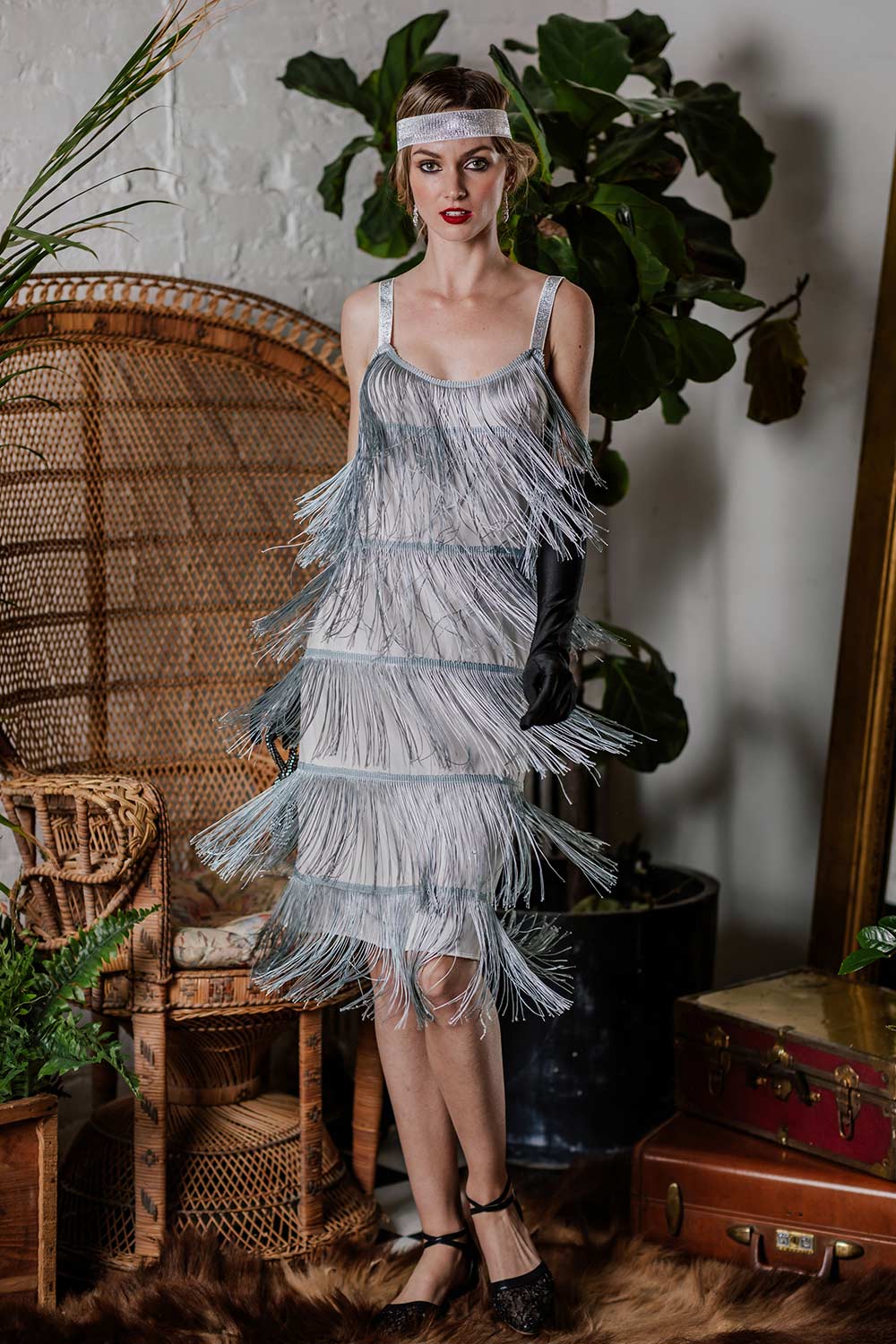 [Clearance] Belted Gray 1920s Fringe Gatsby Dress-US Warehouse - Image 3