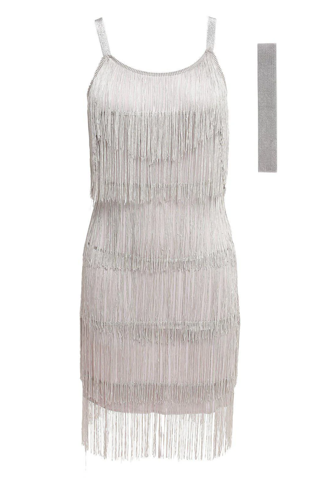 [Clearance] Belted Gray 1920s Fringe Gatsby Dress-US Warehouse - Image 9