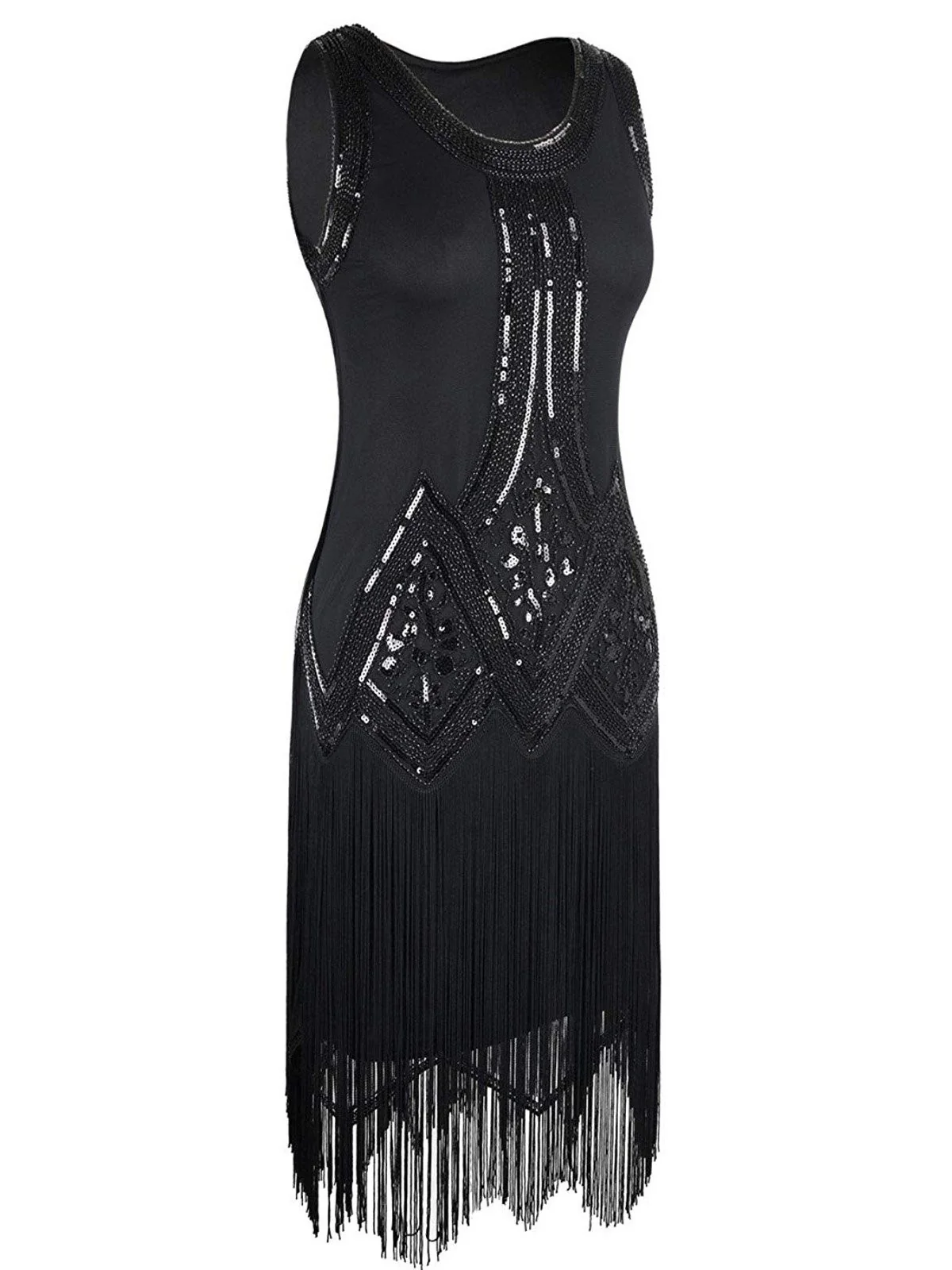 [US Warehouse] Black 1920s Beaded Fringed Flapper Dress - Image 2
