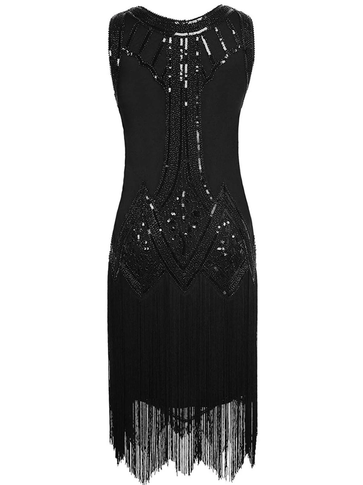 [US Warehouse] Black 1920s Beaded Fringed Flapper Dress - Image 3
