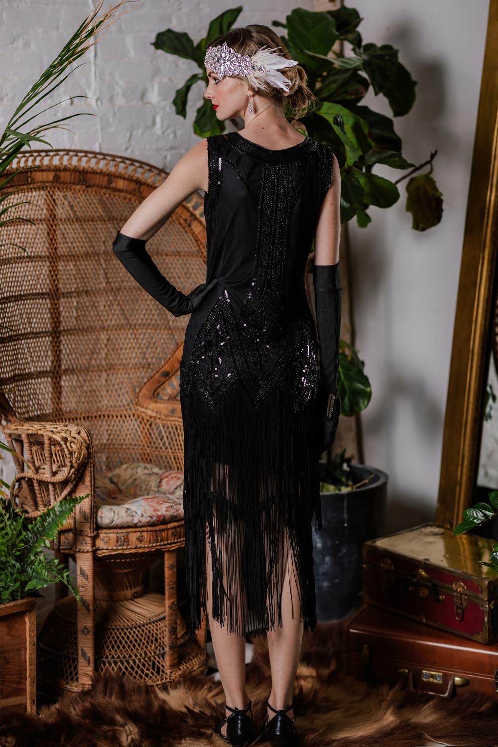 [US Warehouse] Black 1920s Beaded Fringed Flapper Dress - Image 6