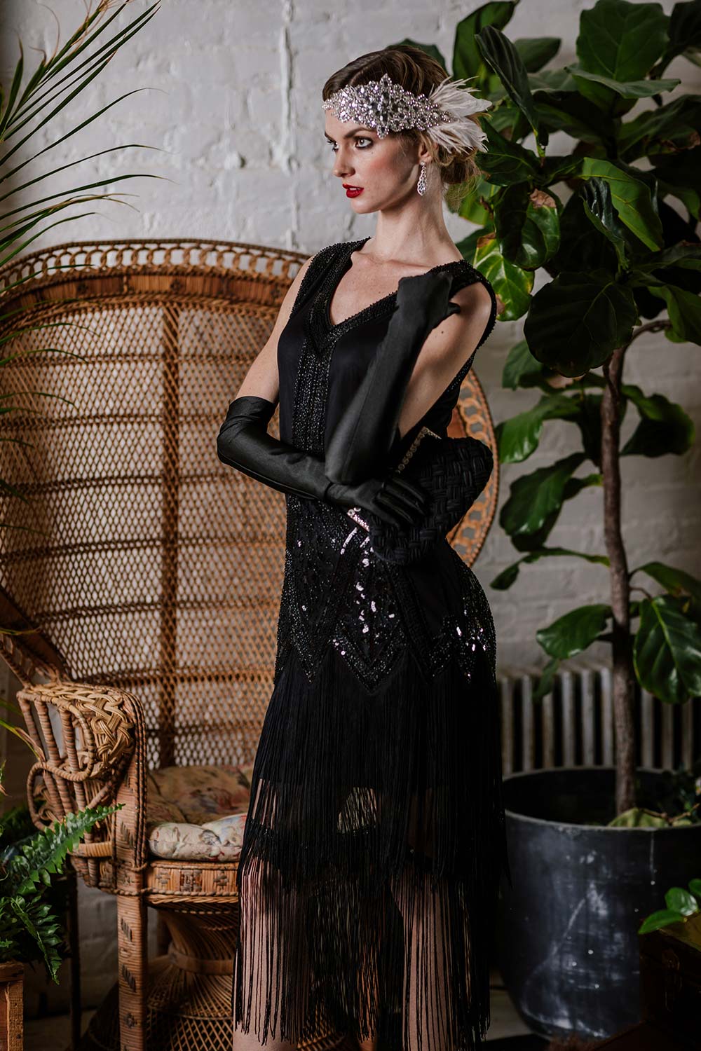 [US Warehouse] Black 1920s Beaded Fringed Flapper Dress - Image 7
