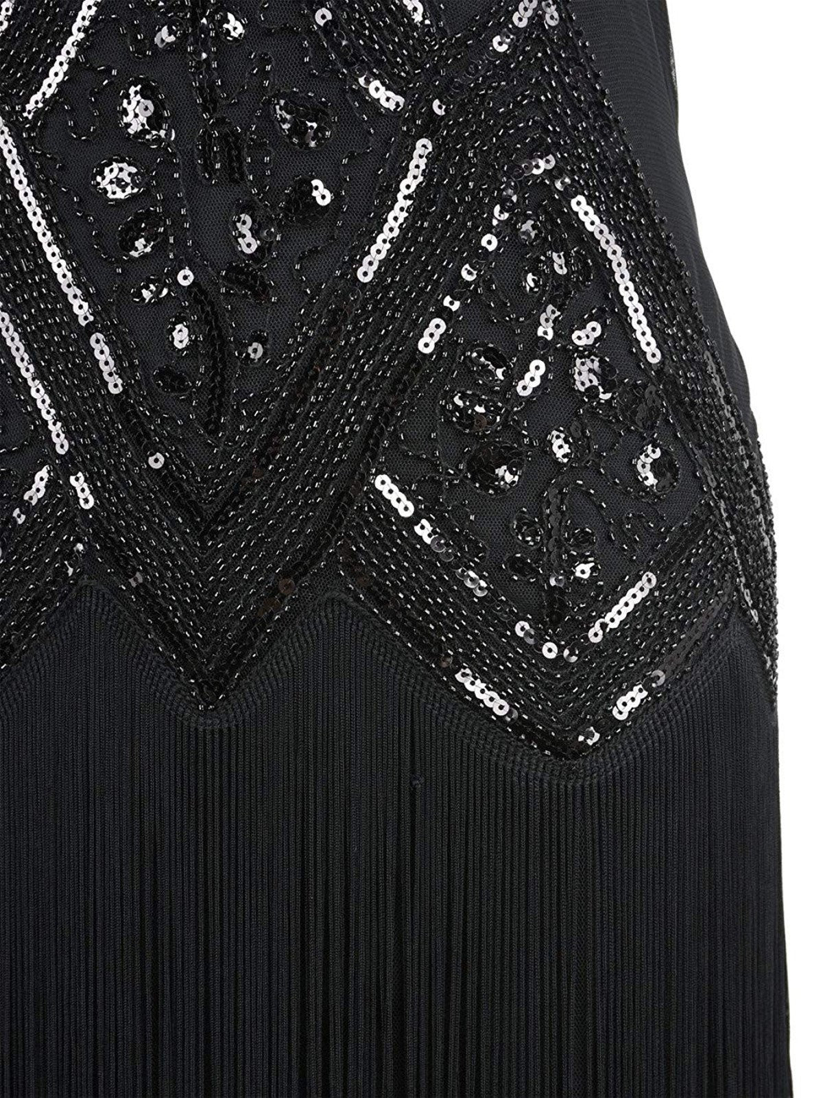 [US Warehouse] Black 1920s Beaded Fringed Flapper Dress - Image 9