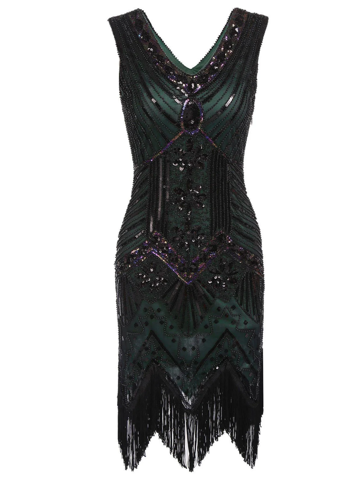 [US Warehouse] Dark Green 1920s Sequined Flapper Dress - Image 5