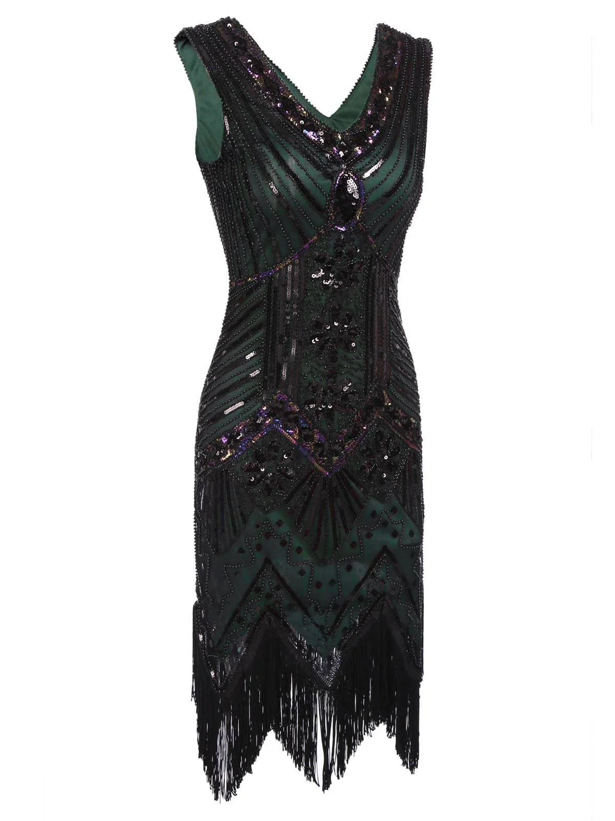[US Warehouse] Dark Green 1920s Sequined Flapper Dress - Image 6