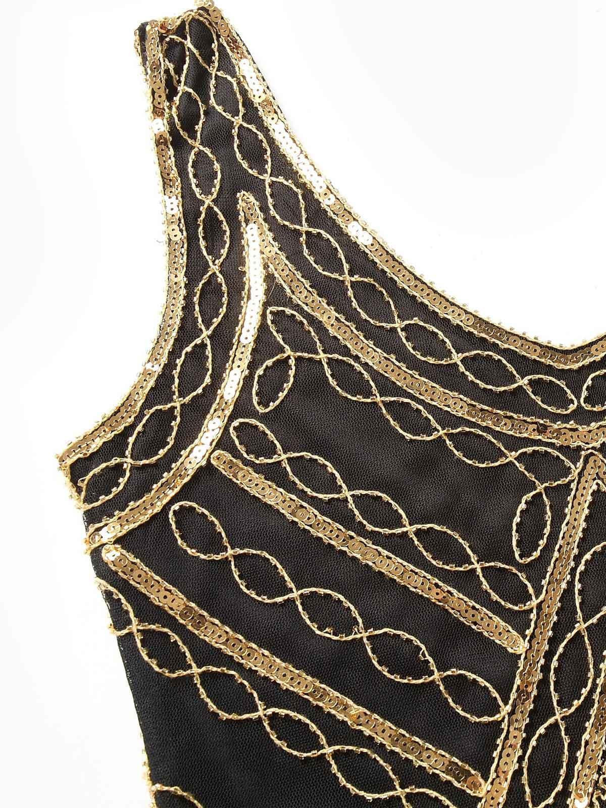 [US Warehouse] Gold 1920s Sequined Flapper Dress - Image 4