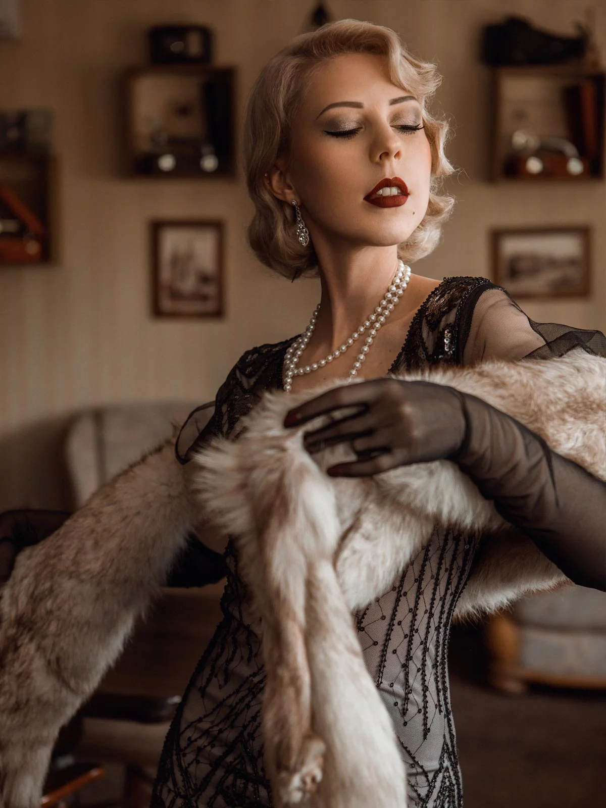 [US Warehouse] Pink 1920s Cap Sleeve Sequin Evening Dress - Image 12