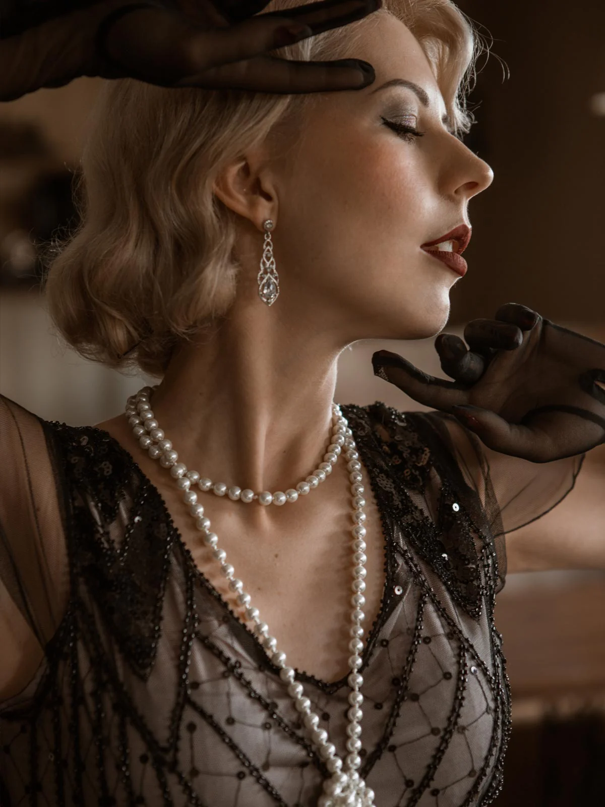 [US Warehouse] Pink 1920s Cap Sleeve Sequin Evening Dress - Image 13