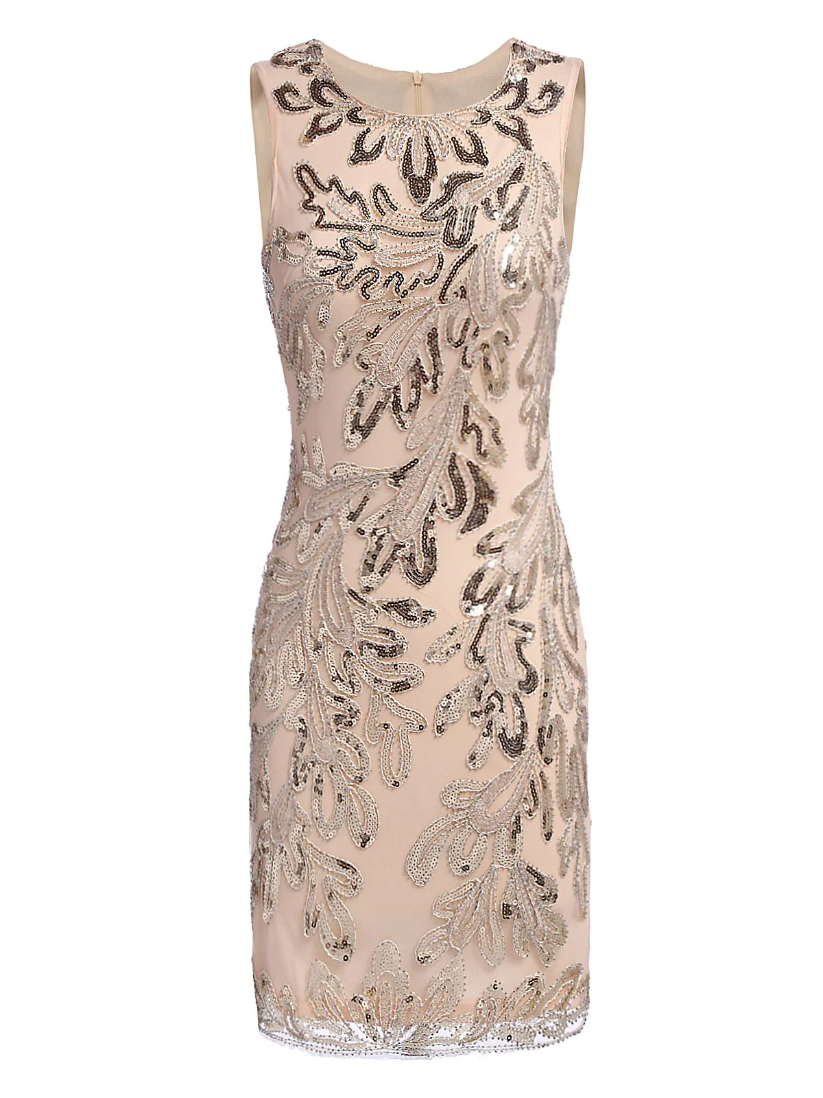 [US Warehouse] Pink 1920s Sequined Foral Sleeveless Dress - Image 2