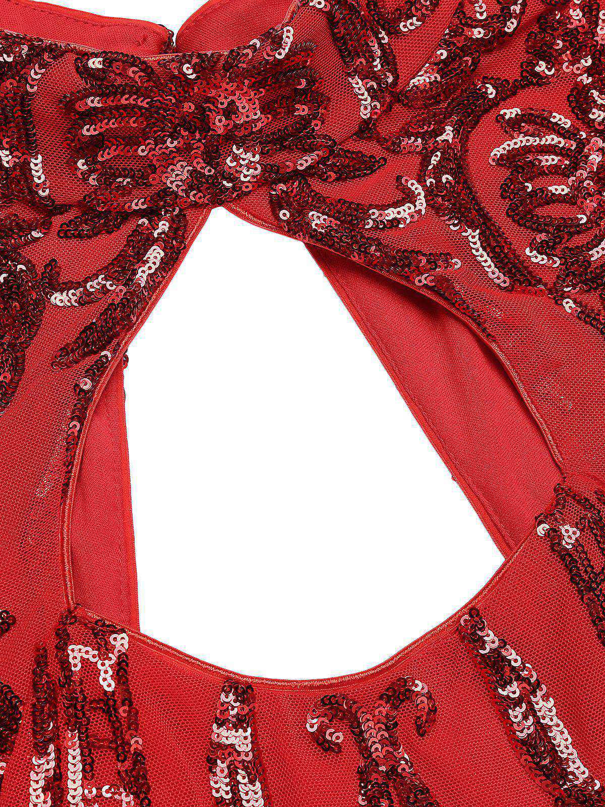[US Warehouse] Red 1920s Sequined Keyhole Dress - Image 5