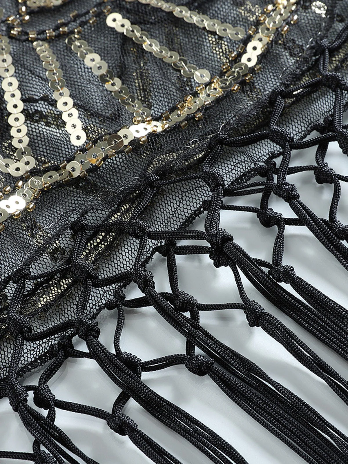 [US Warehouse] Vintage Sequin Handmade Fringed Cape - Image 4