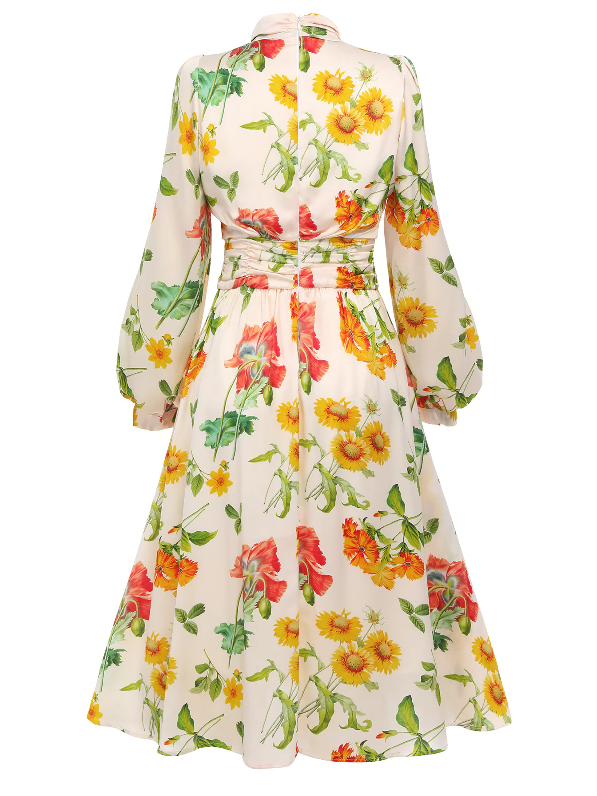 [US Warehouse] 1930s Flower Long Sleeves Swing Dress - Image 3