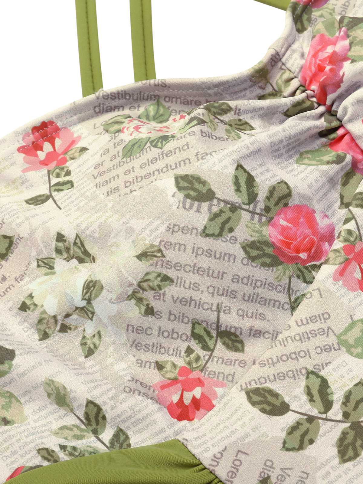 [US Warehouse] 1940s Double Strap Pleated Roses One-Piece Swimsuit - Image 5