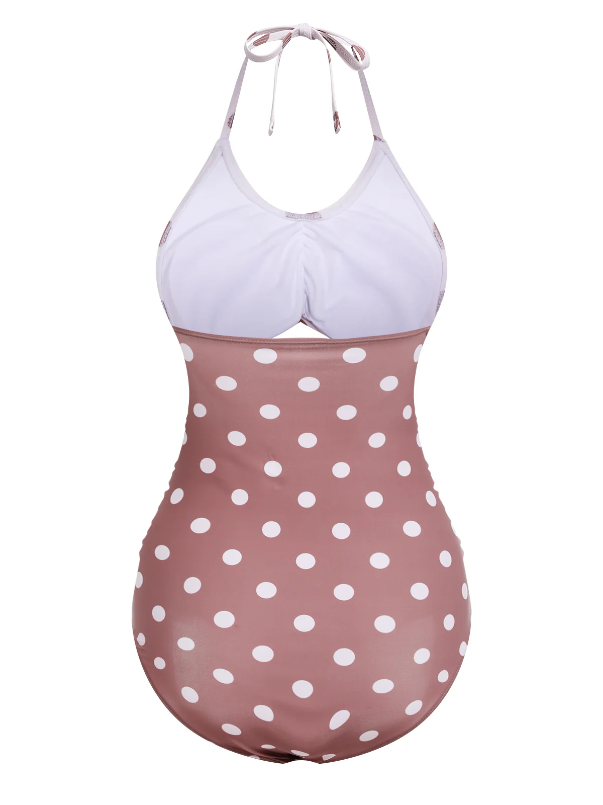 [US Warehouse] 1940s Polka Dots Patchwork One-piece Swimsuit - Image 3