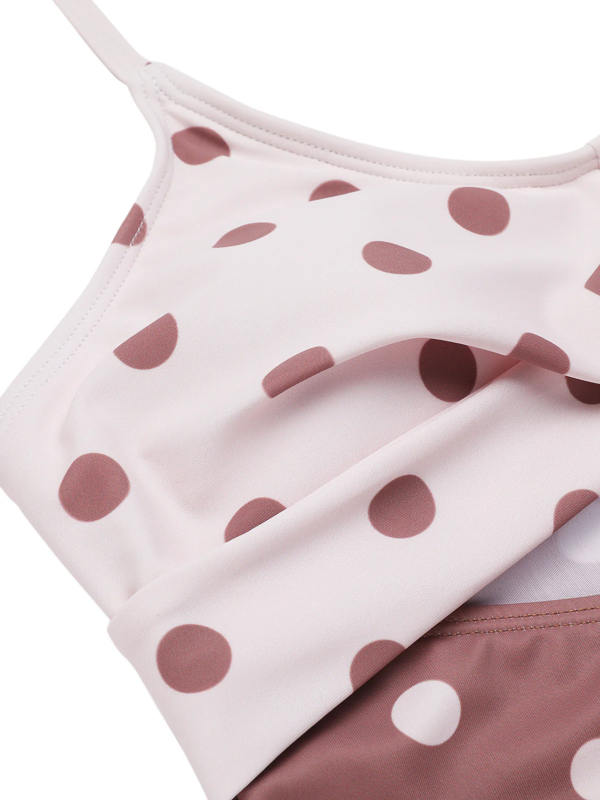 [US Warehouse] 1940s Polka Dots Patchwork One-piece Swimsuit - Image 4