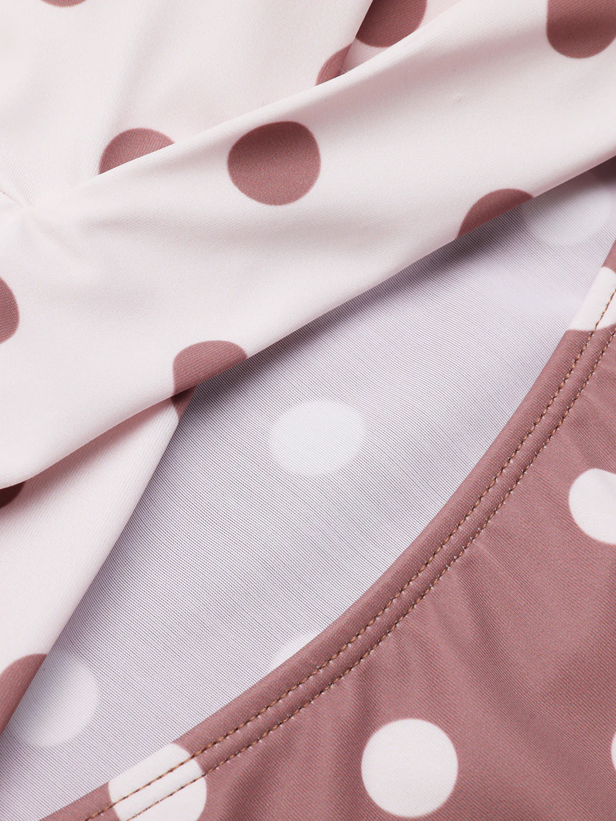 [US Warehouse] 1940s Polka Dots Patchwork One-piece Swimsuit - Image 5