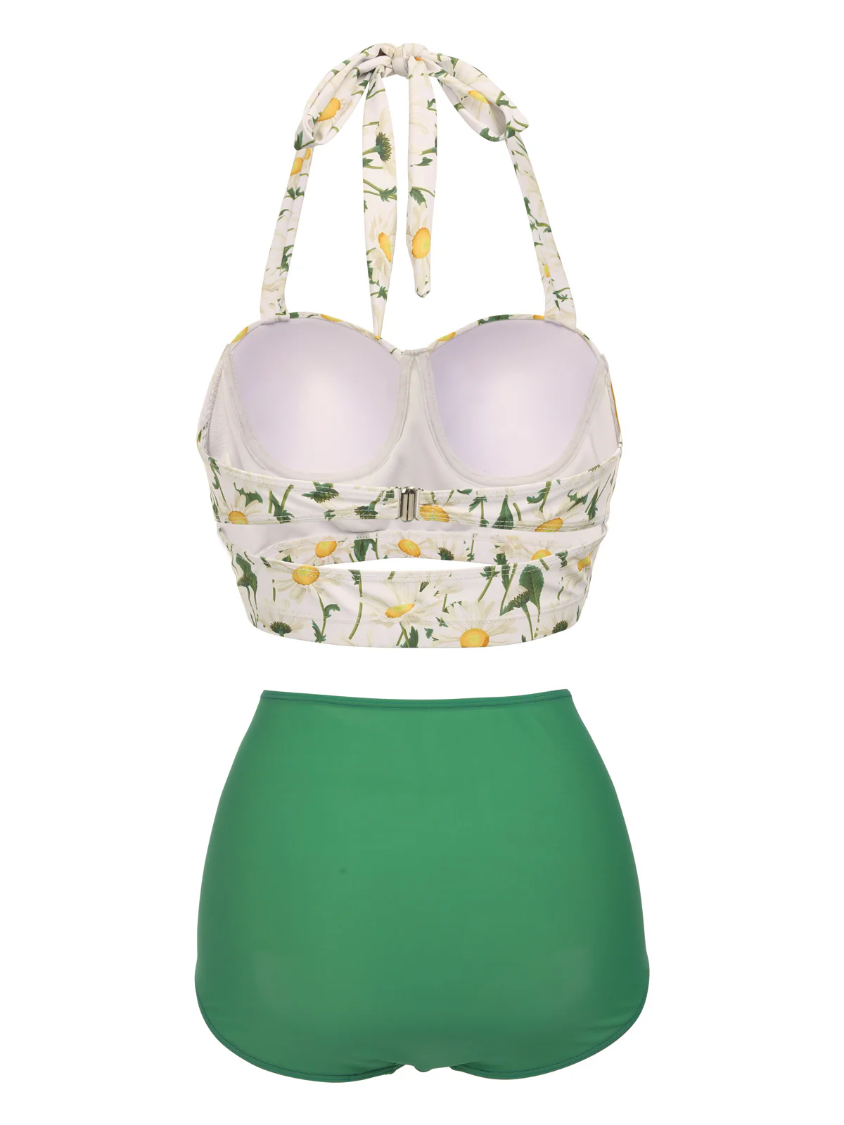1950s Floral Halter Lace-up Bikini Set - Image 3