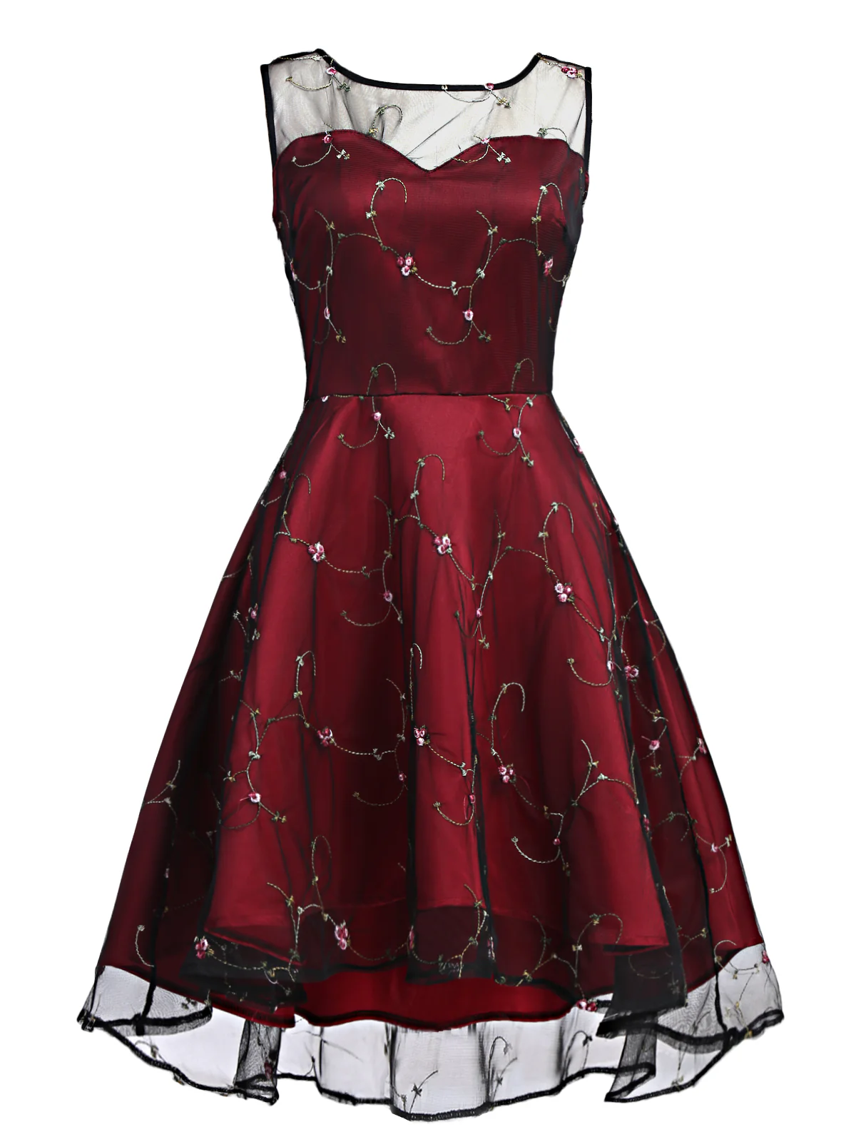 [US Warehouse] 1950s Mesh Hi-Lo Back Lace Up Dress - Image 6