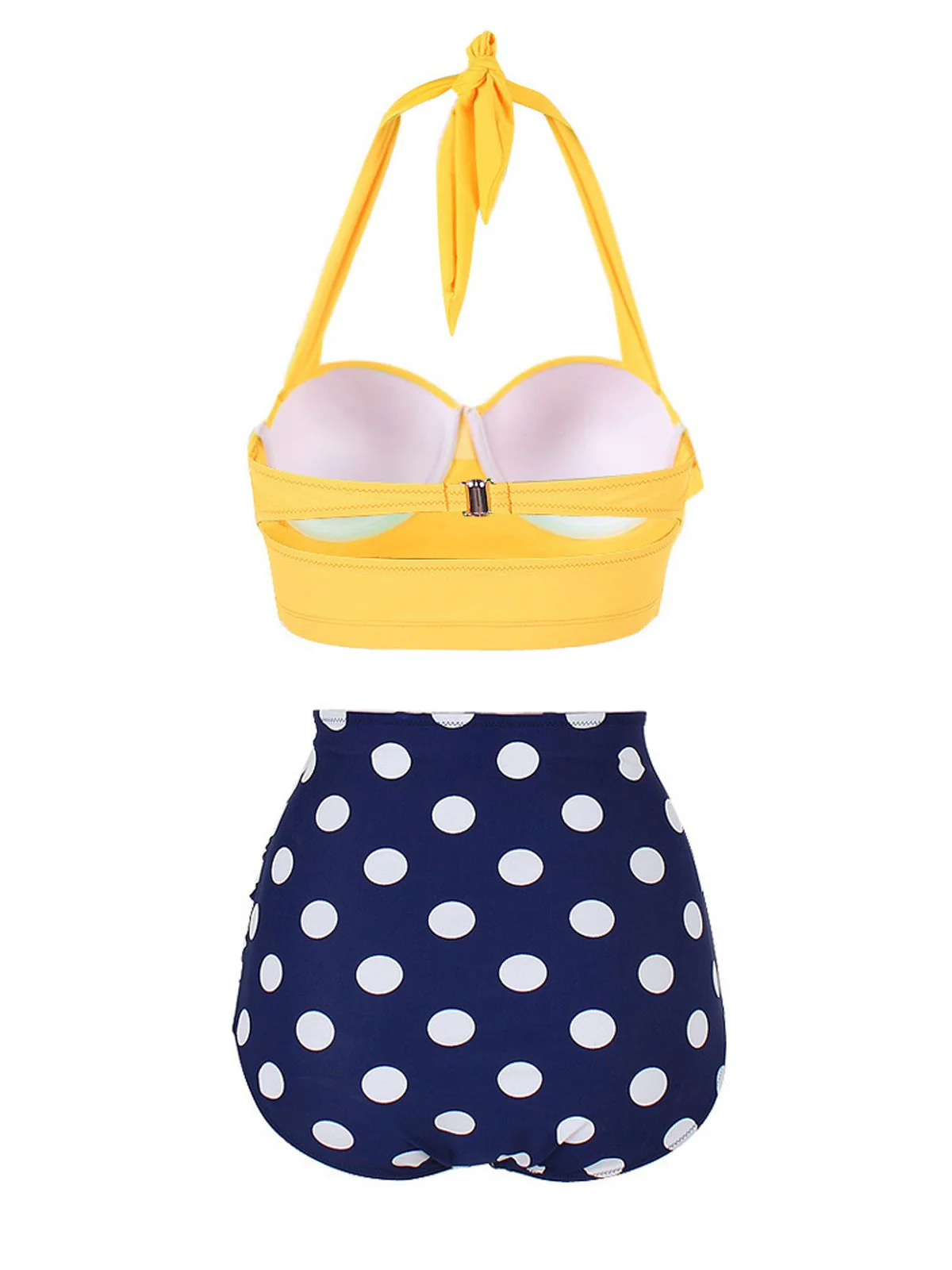 [US Warehouse] 1950s Polka Dot Halter Pleated Bikini - Image 6