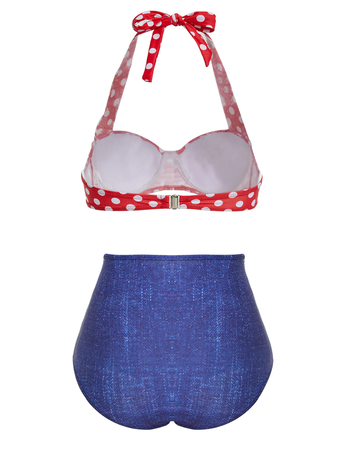[US Warehouse] 1950s Retro Polka Dot Halter Bikini Swimsuit - Image 4