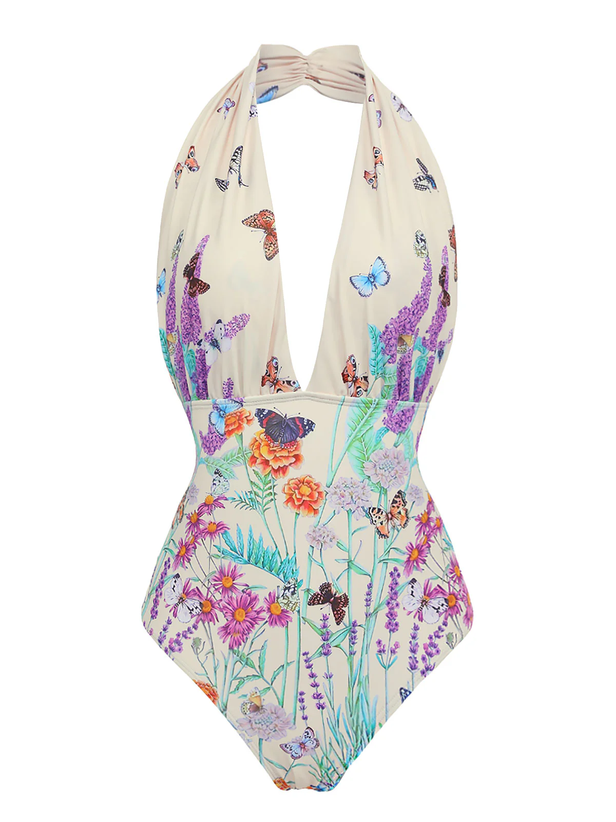 [US Warehouse] 1960s Butterfly Halter One-Piece Bikini Set - Image 2