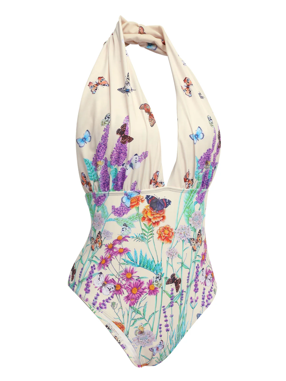 [US Warehouse] 1960s Butterfly Halter One-Piece Bikini Set - Image 3