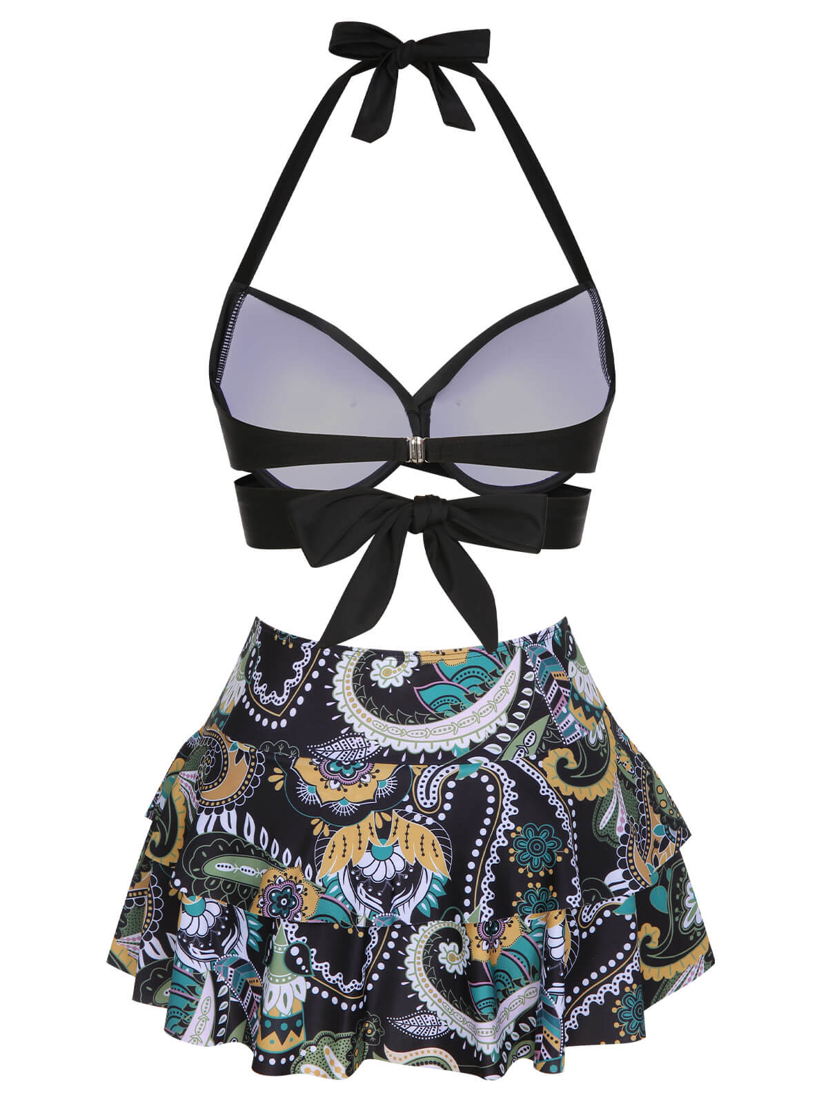 1970s Color Block Floral Halter Swimsuit - Image 7