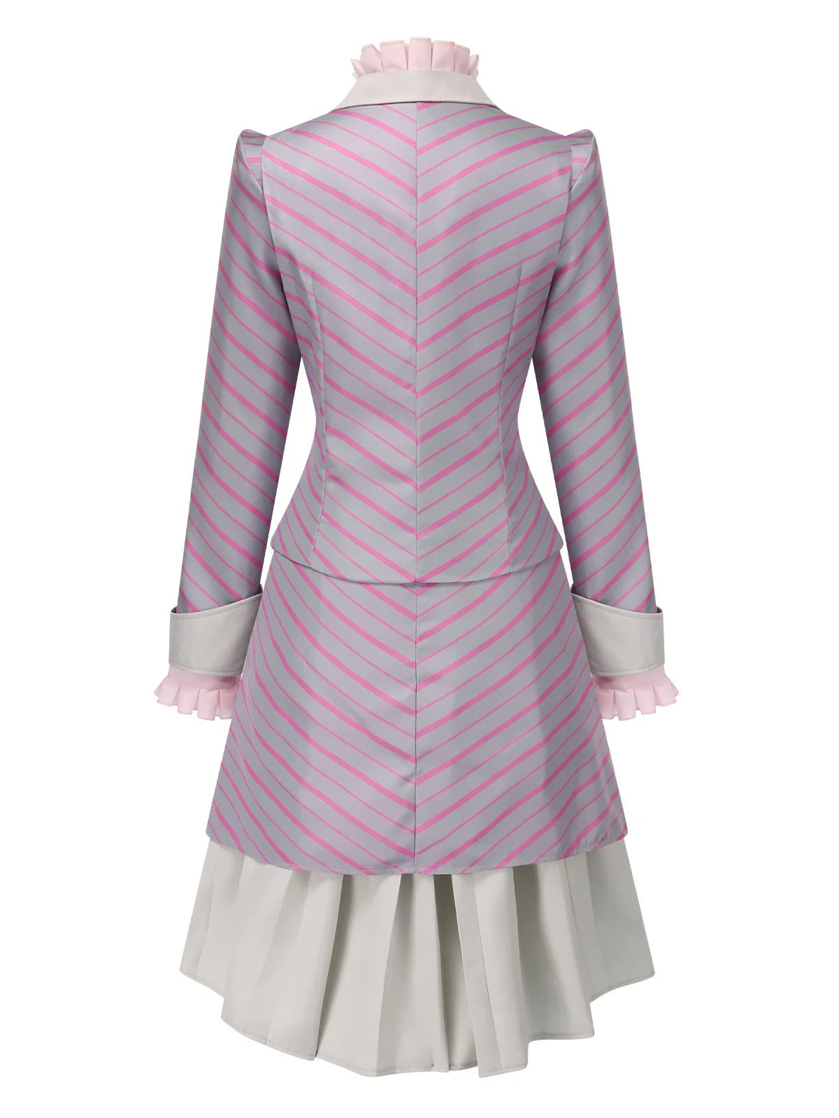 [US Warehouse] 3PCS 1940s Ruffles Stripes Button Suit Set - Image 3