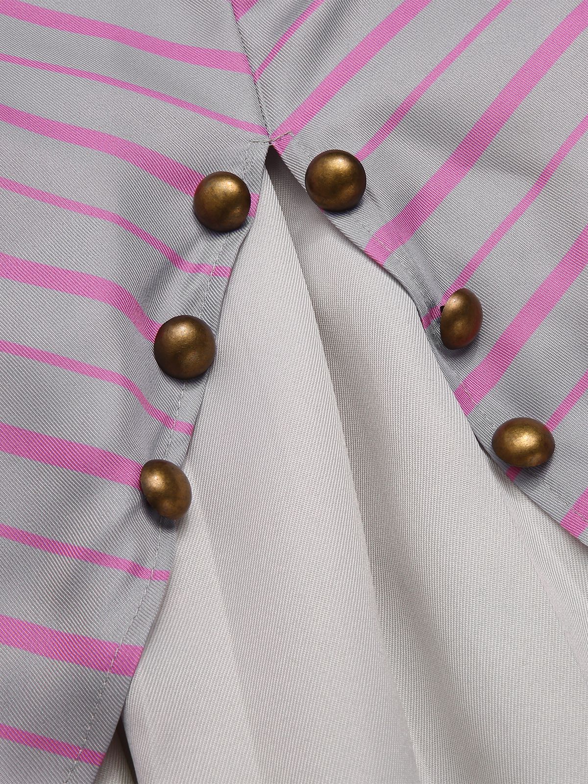 [US Warehouse] 3PCS 1940s Ruffles Stripes Button Suit Set - Image 4