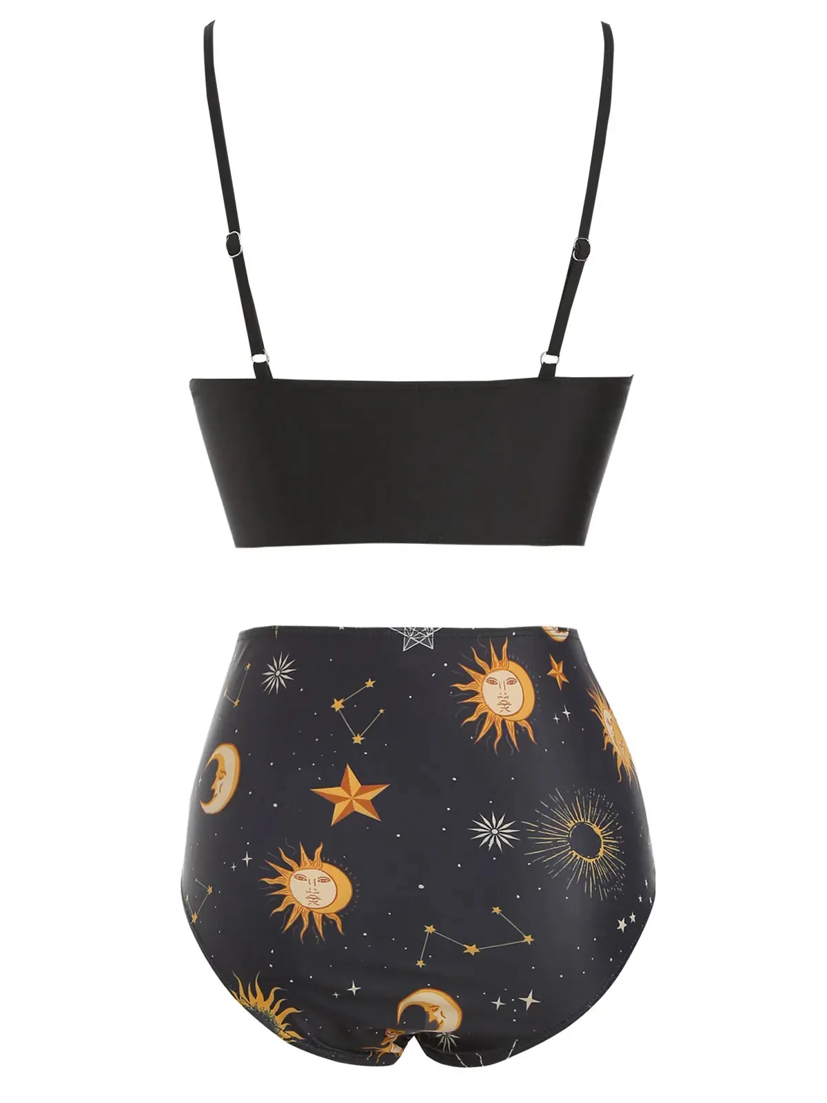 Black 1940s Sun Moon Stars Lace-Up Swimsuit - Image 2