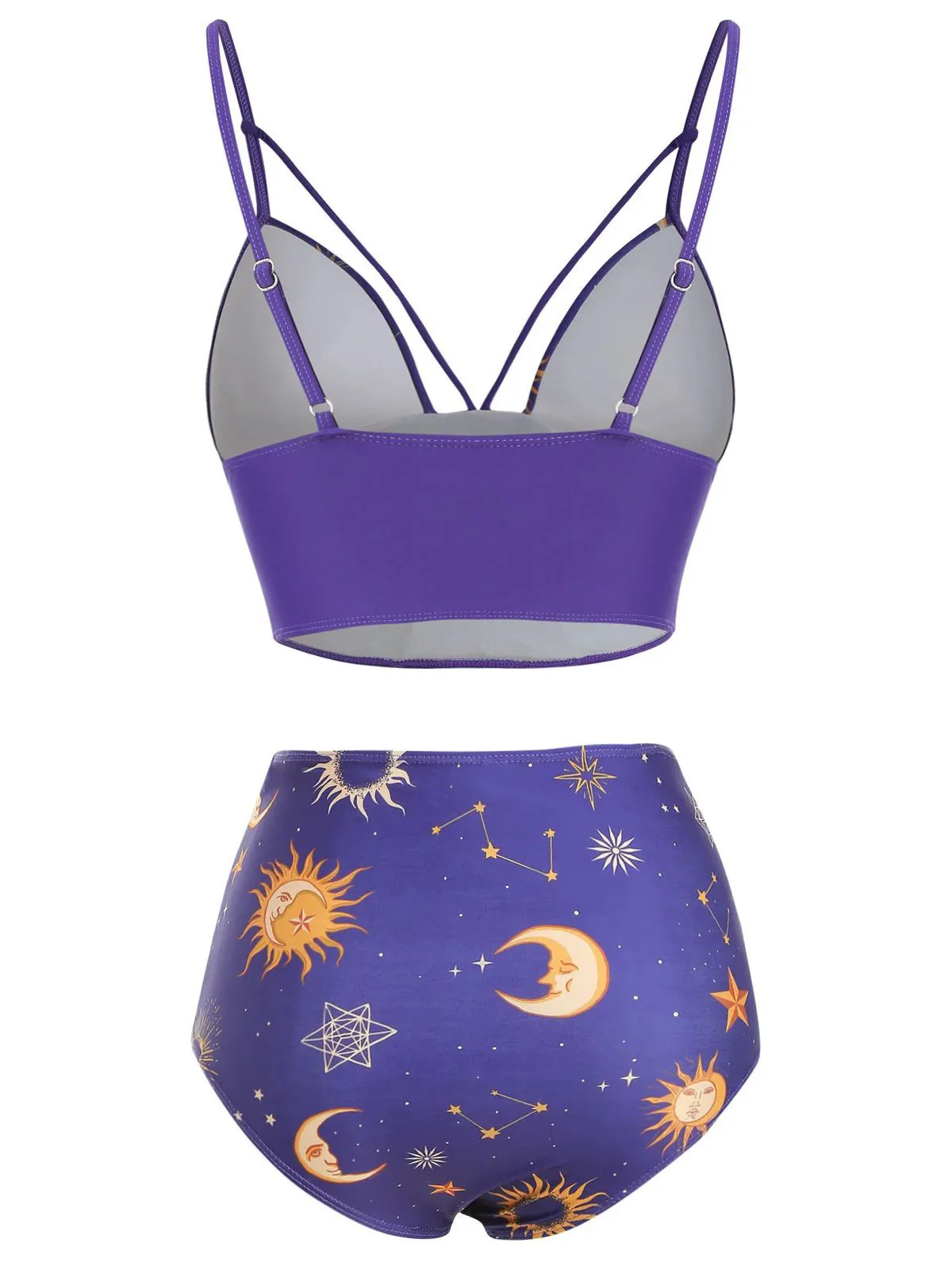Black 1940s Sun Moon Stars Lace-Up Swimsuit - Image 6
