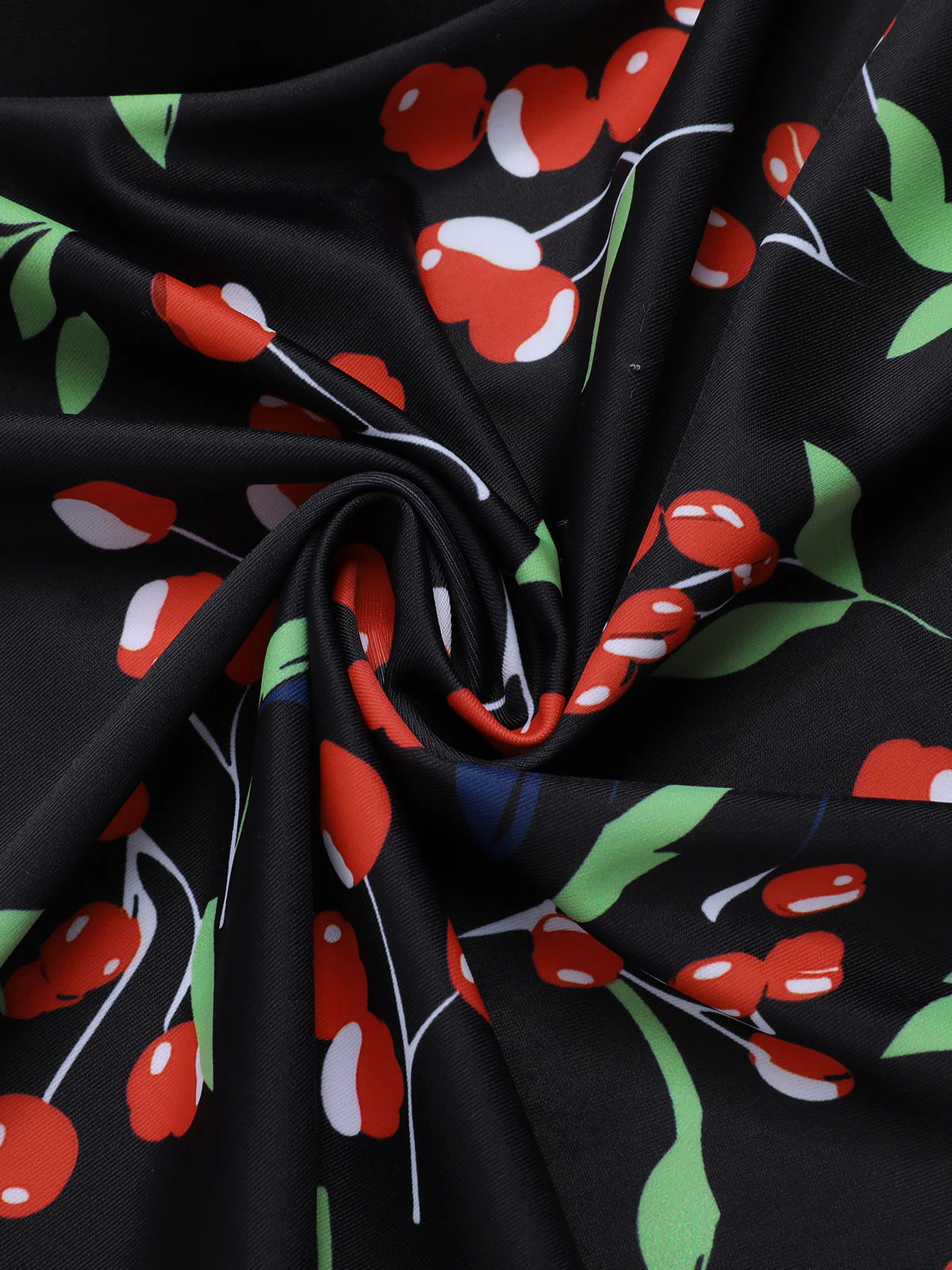 Black 1950s Cherry Bow V-Neck Swimsuit - Image 8